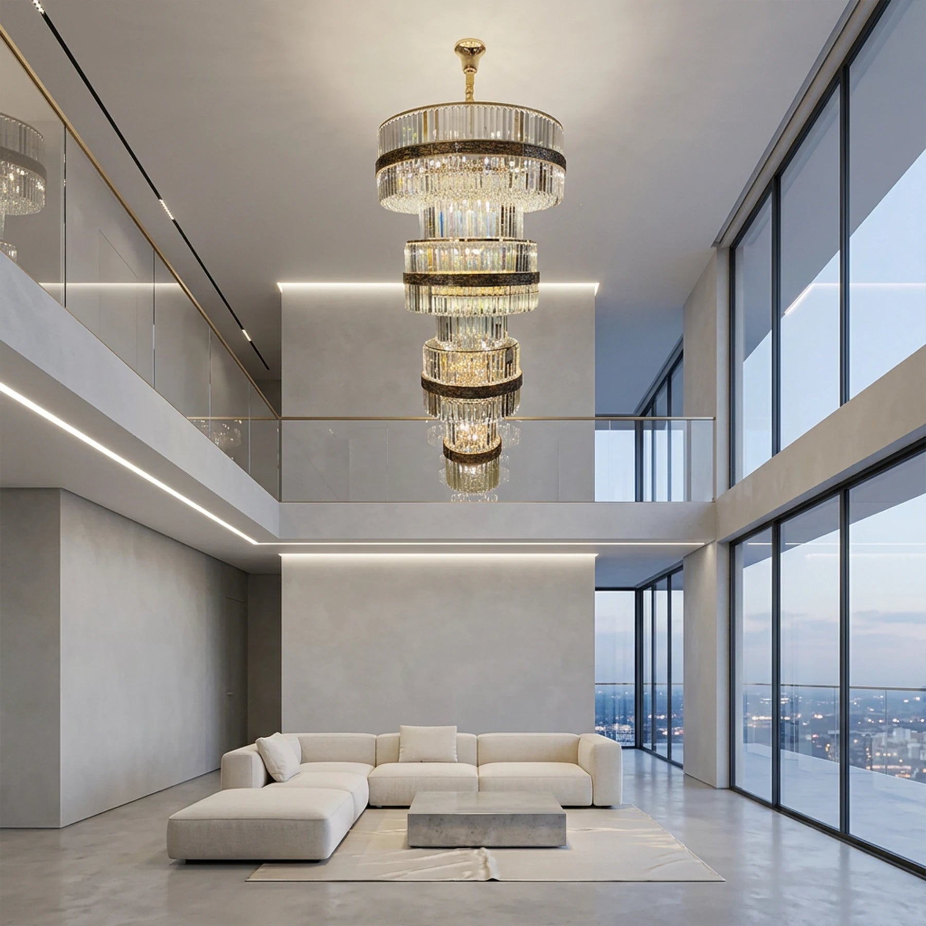 The Opal Mirage Crystal Chandelier, 6 Layers void Chandelier 1700 Crystal, 78xE14
