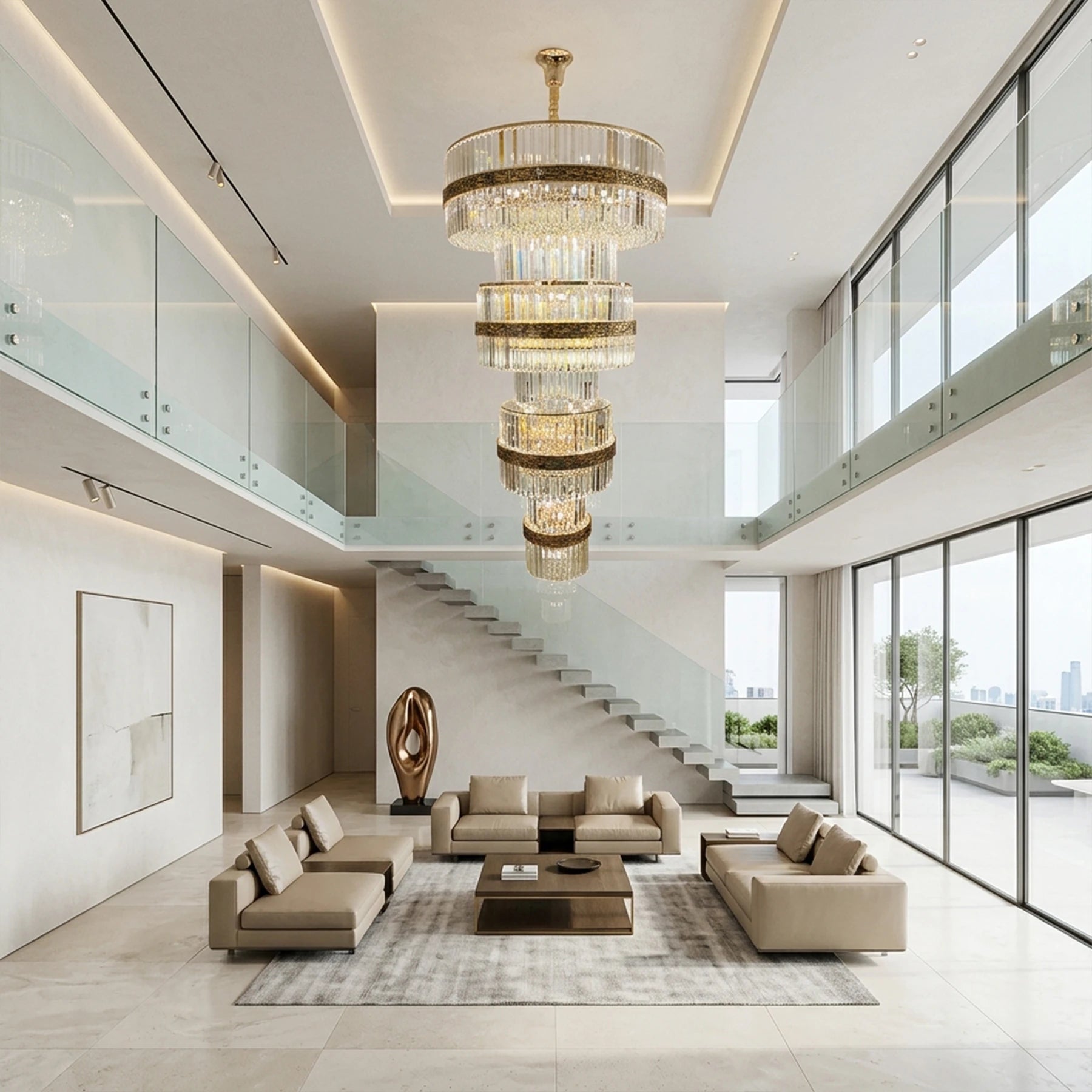 The Opal Mirage Crystal Chandelier, 6 Layers void Chandelier 1700 Crystal, 78xE14
