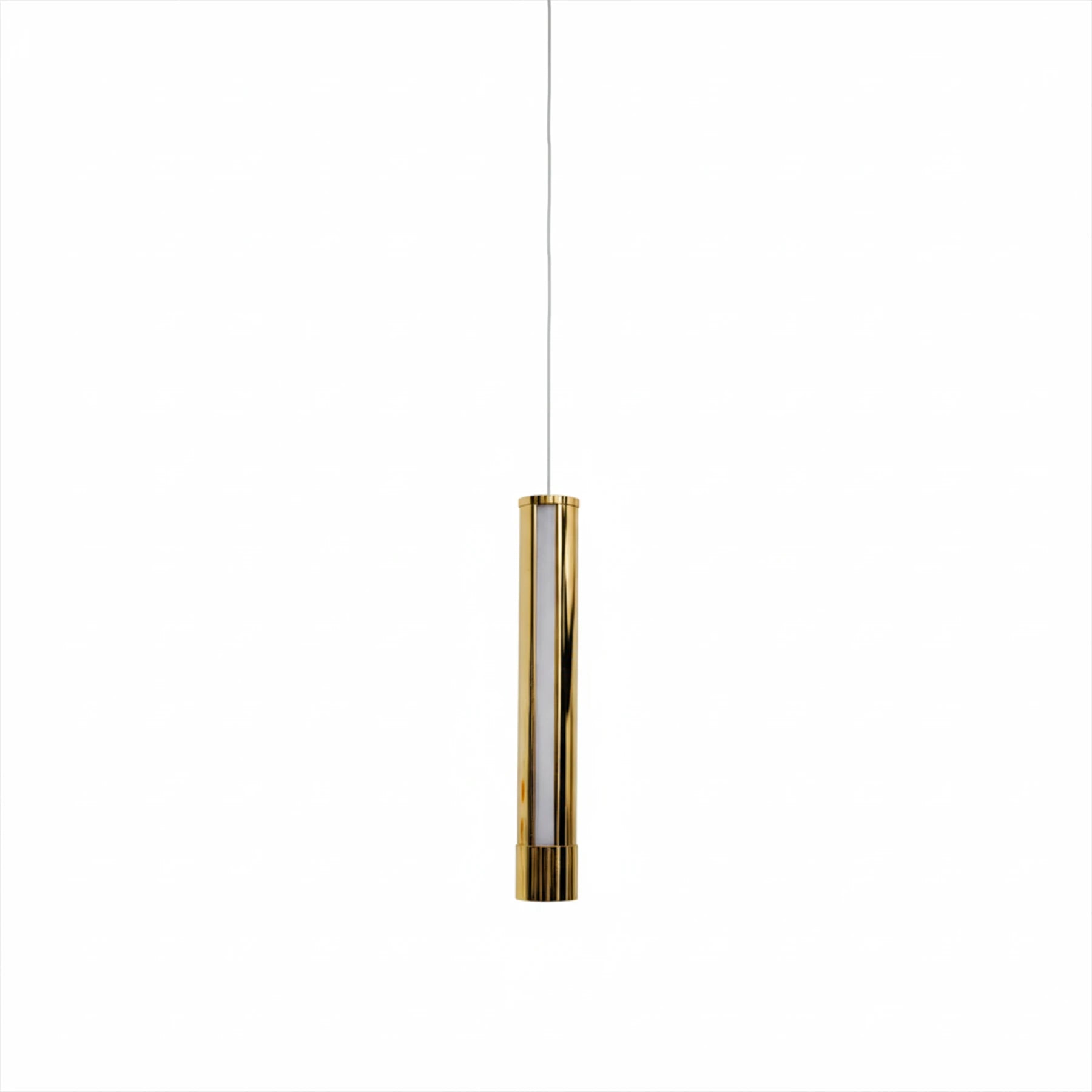 Gold pendant light on a white background
