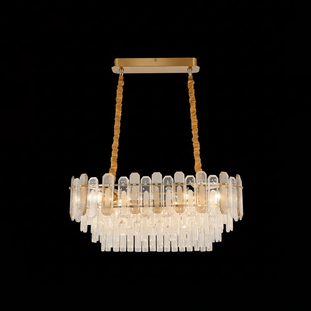 Luxe Gold Crystal Rod Chandelier