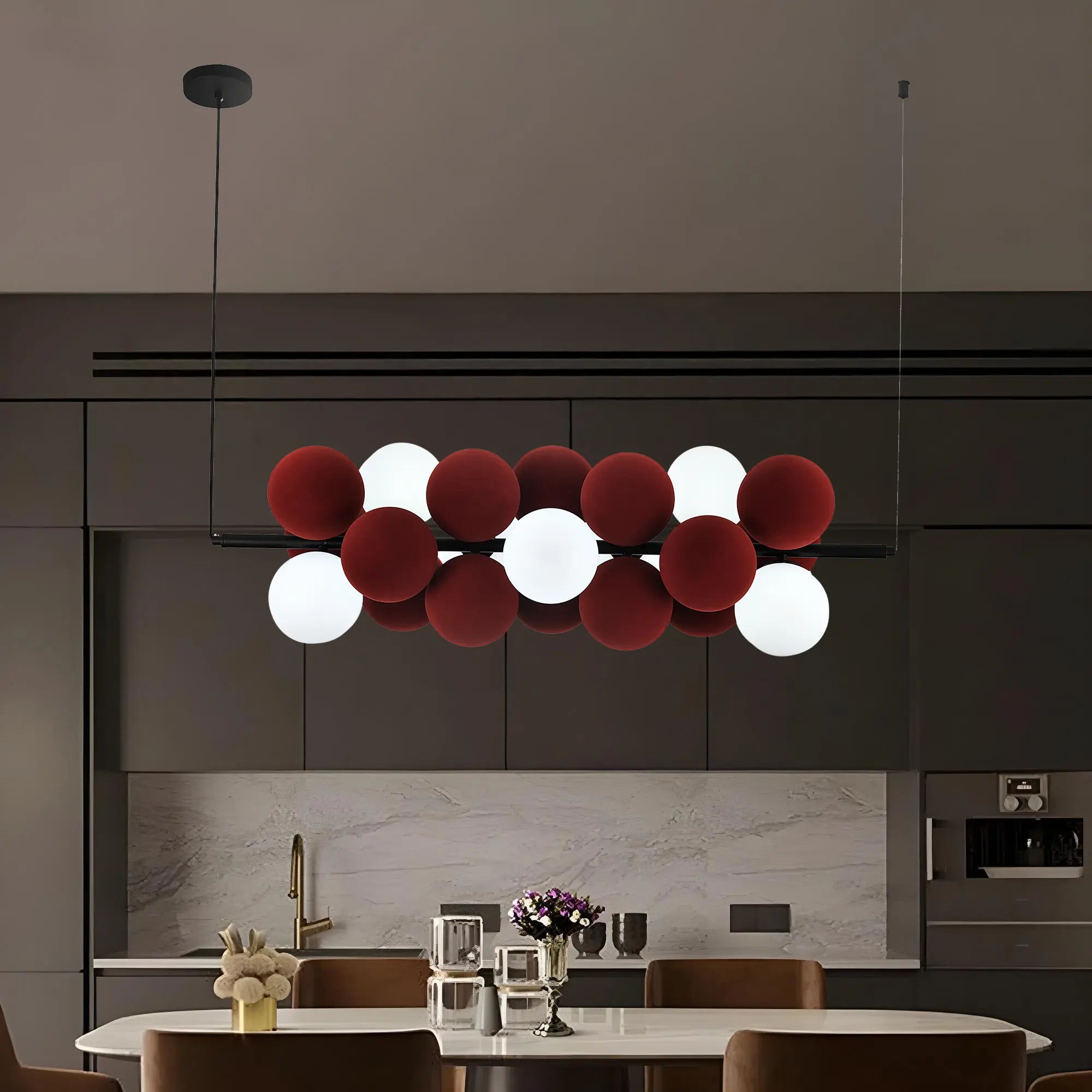 Ruby Orb Linear Chandelier