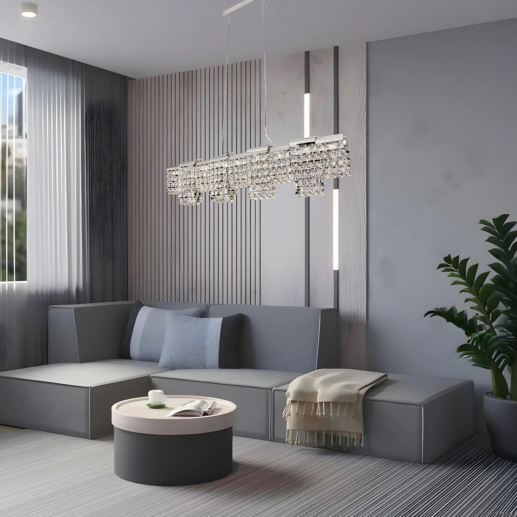 Crystal Cascade Linear Chandelier