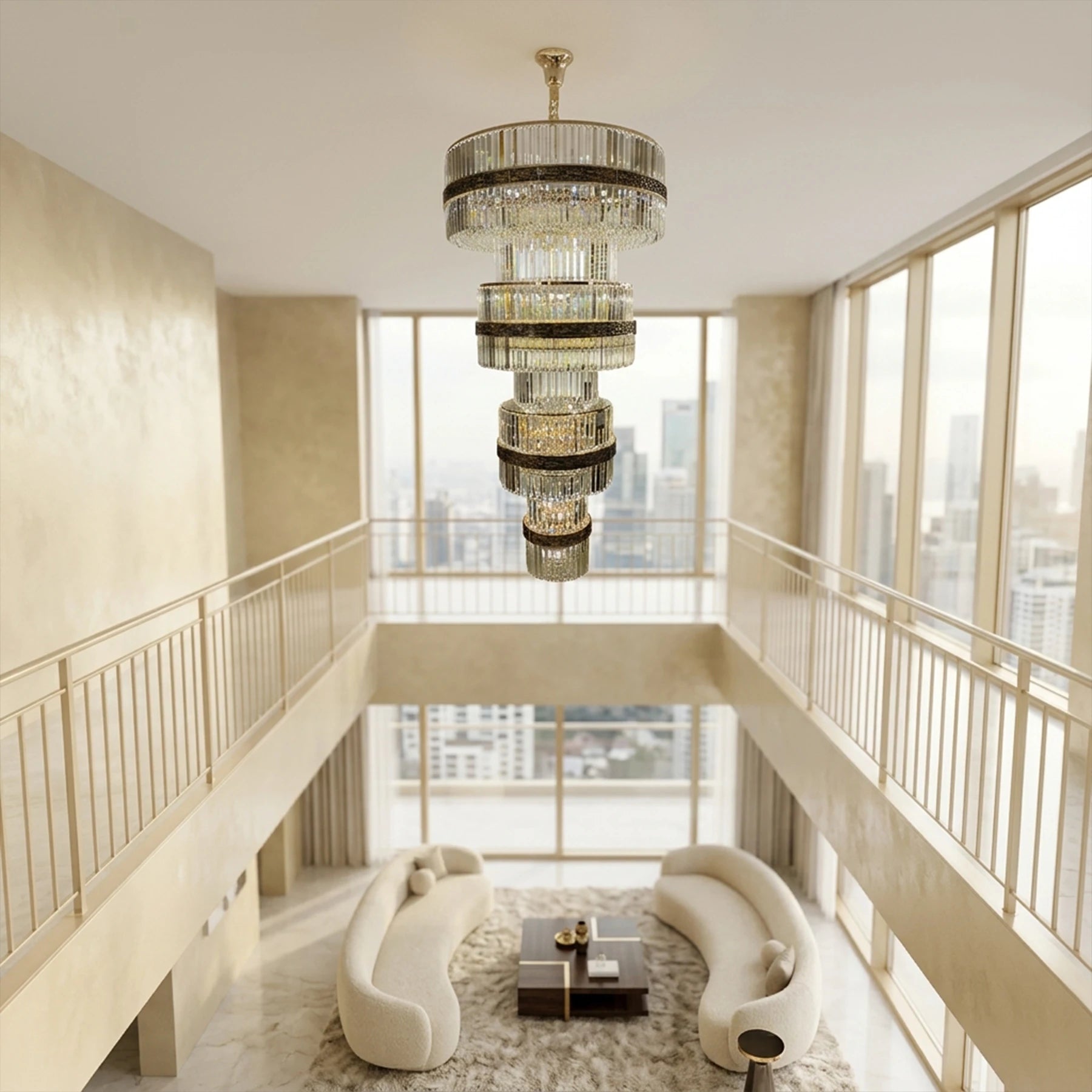 The Opal Mirage Crystal Chandelier, 6 Layers void Chandelier 1700 Crystal, 78xE14