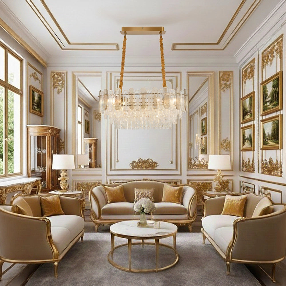 Luxe Gold Crystal Rod Chandelier