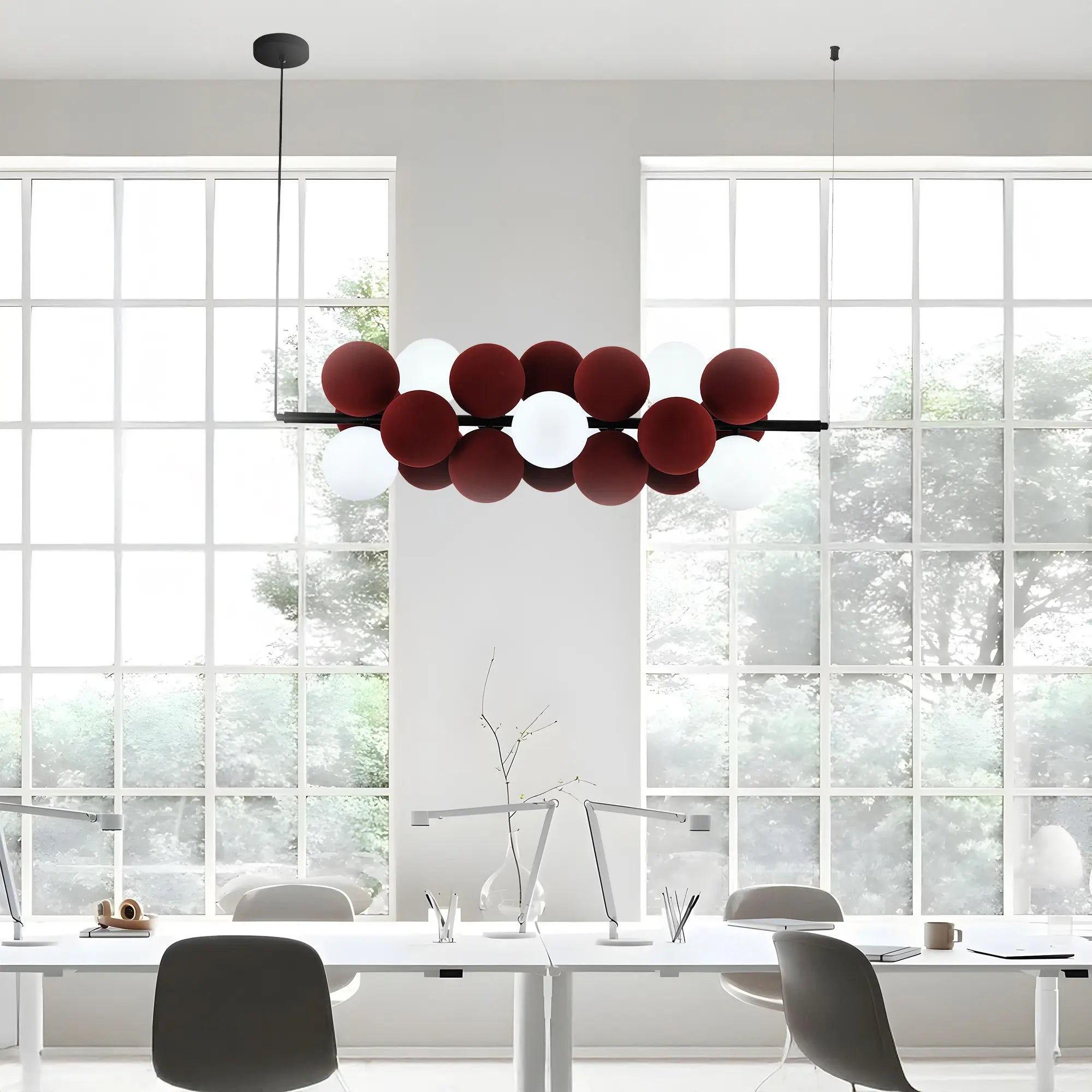 Ruby Orb Linear Chandelier