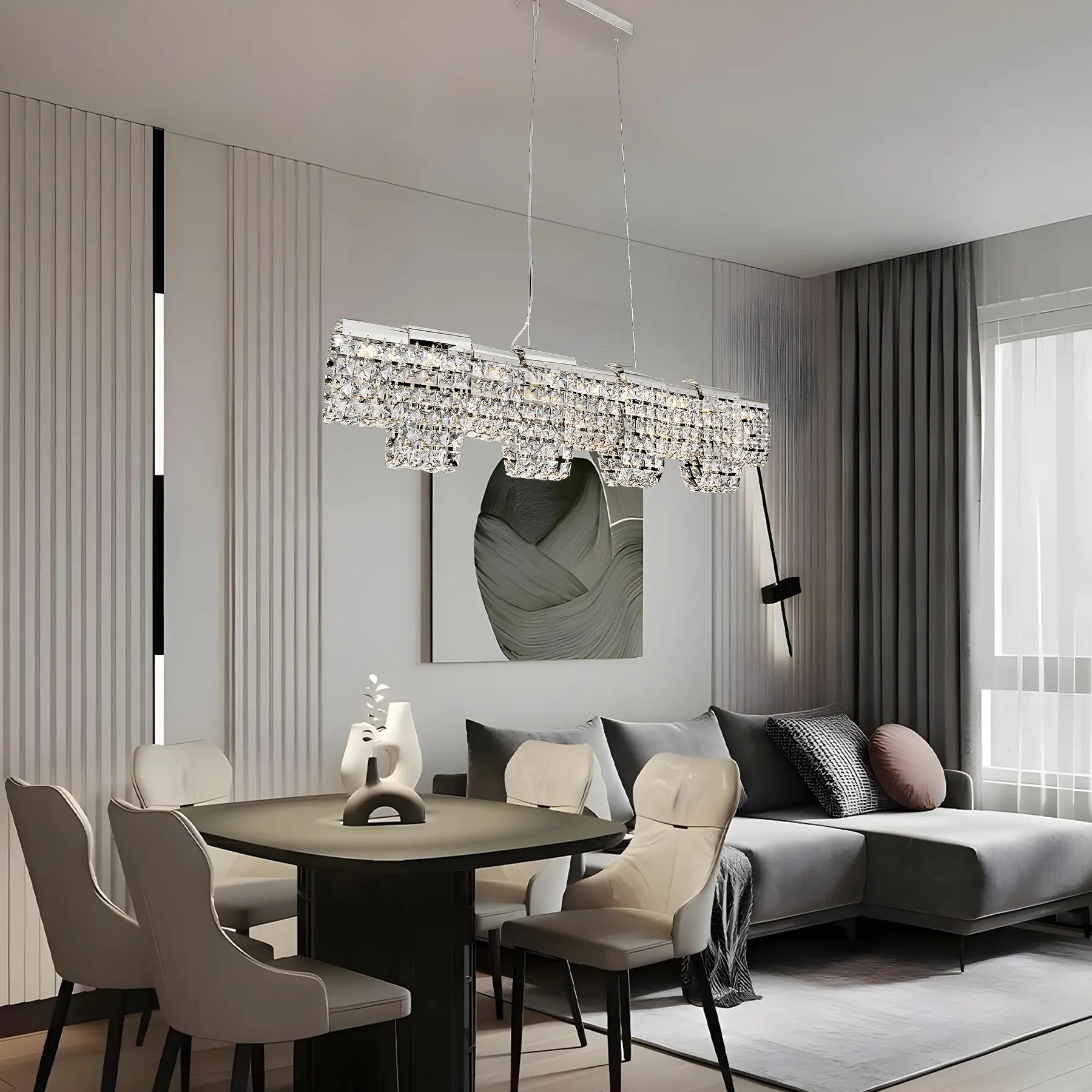 Crystal Cascade Linear Chandelier