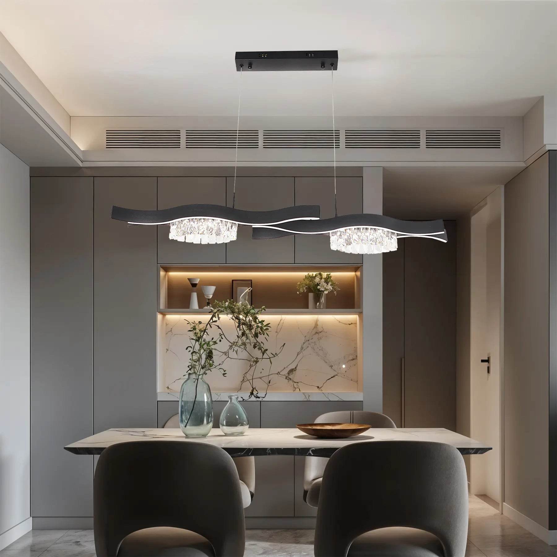 Crystal Wave Linear Chandelier