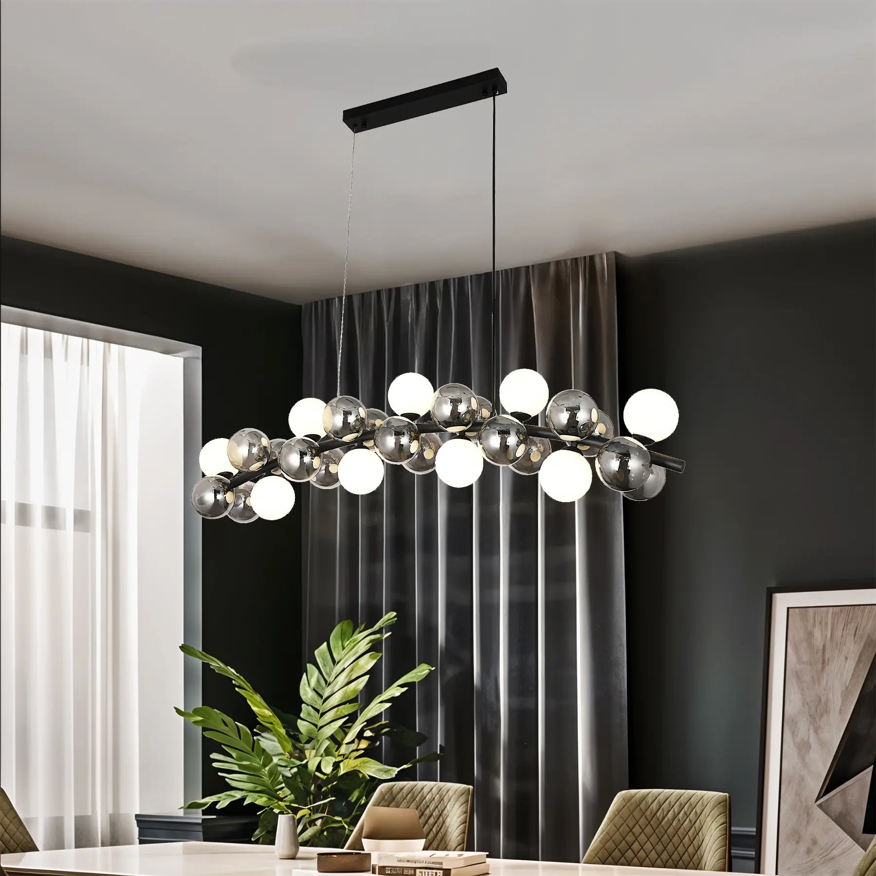 Orbit Cluster Linear Chandelier