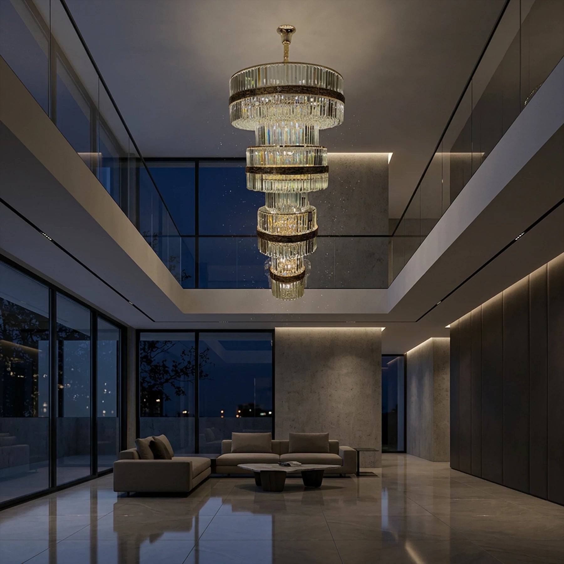 The Opal Mirage Crystal Chandelier, 6 Layers void Chandelier 1700 Crystal, 78xE14