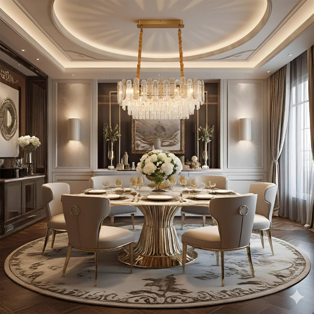 Luxe Gold Crystal Rod Chandelier