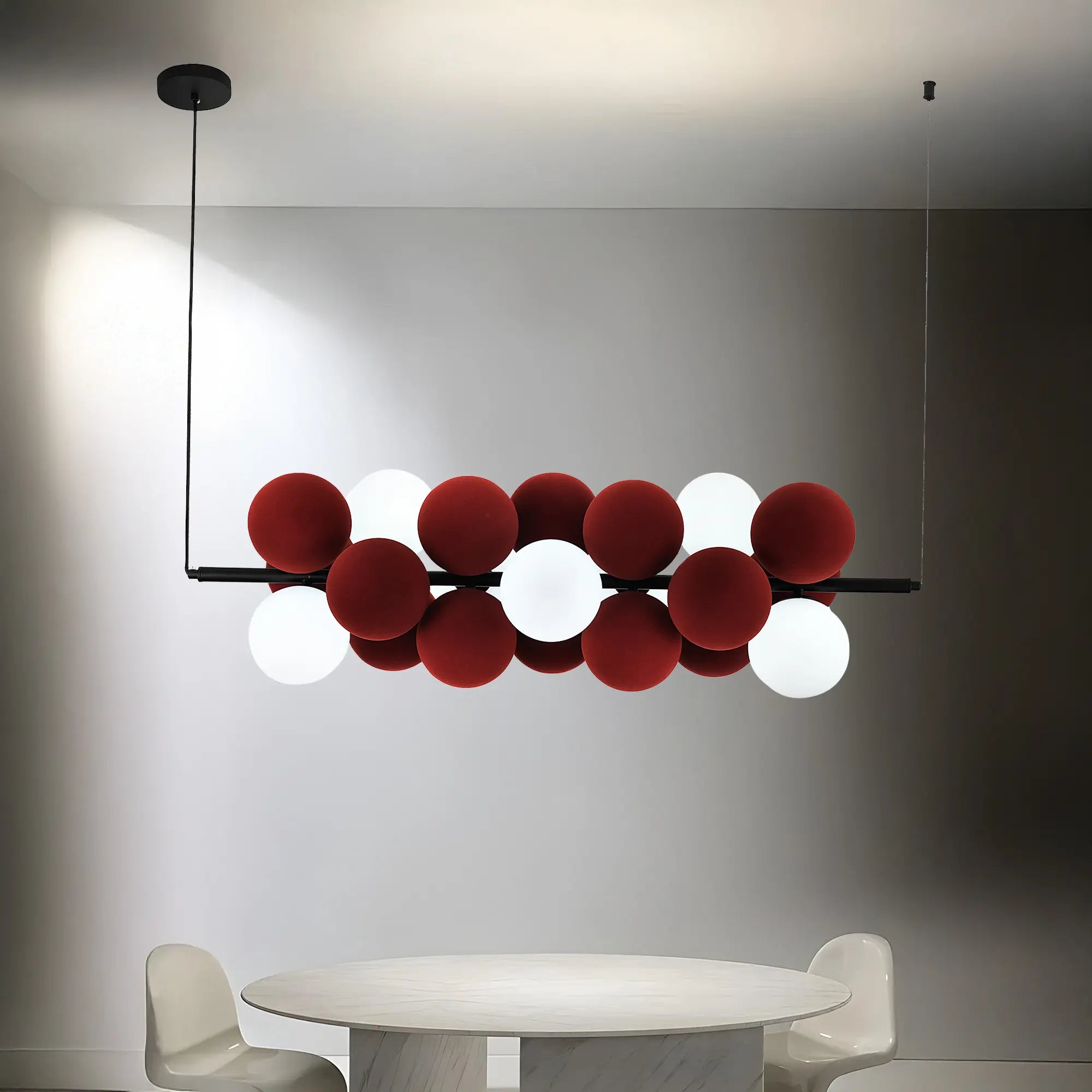 Ruby Orb Linear Chandelier