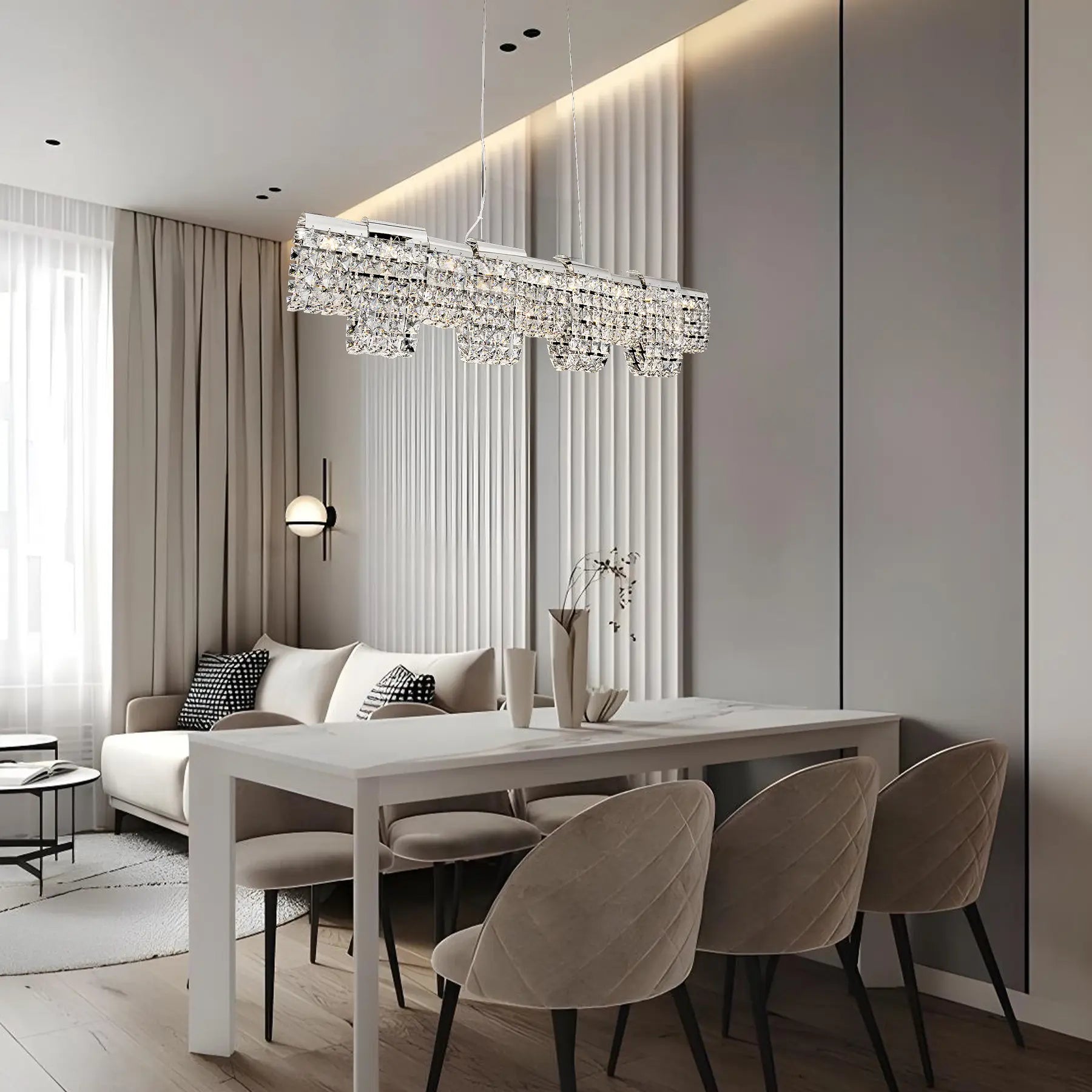 Crystal Cascade Linear Chandelier