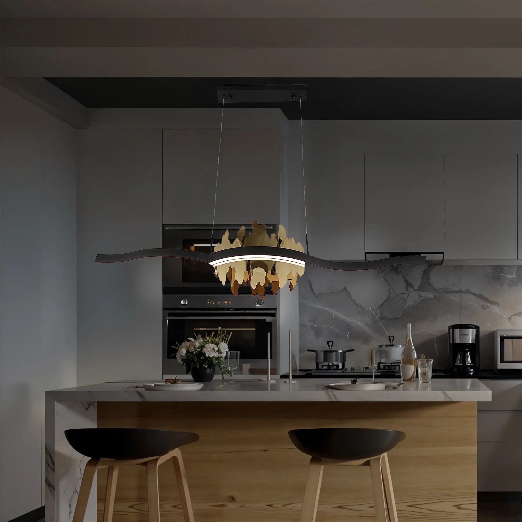 Petal Wave Linear Chandelier