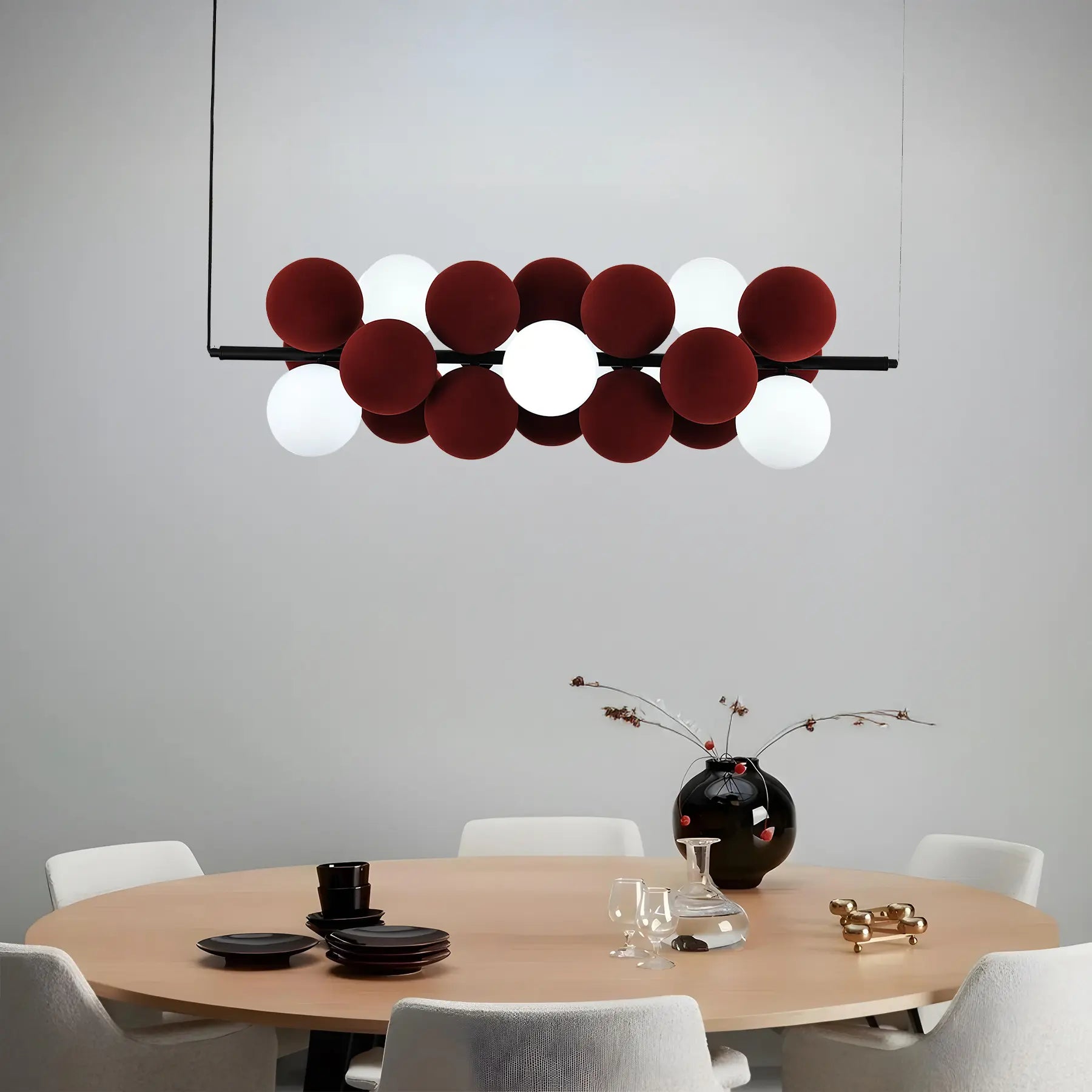 Ruby Orb Linear Chandelier