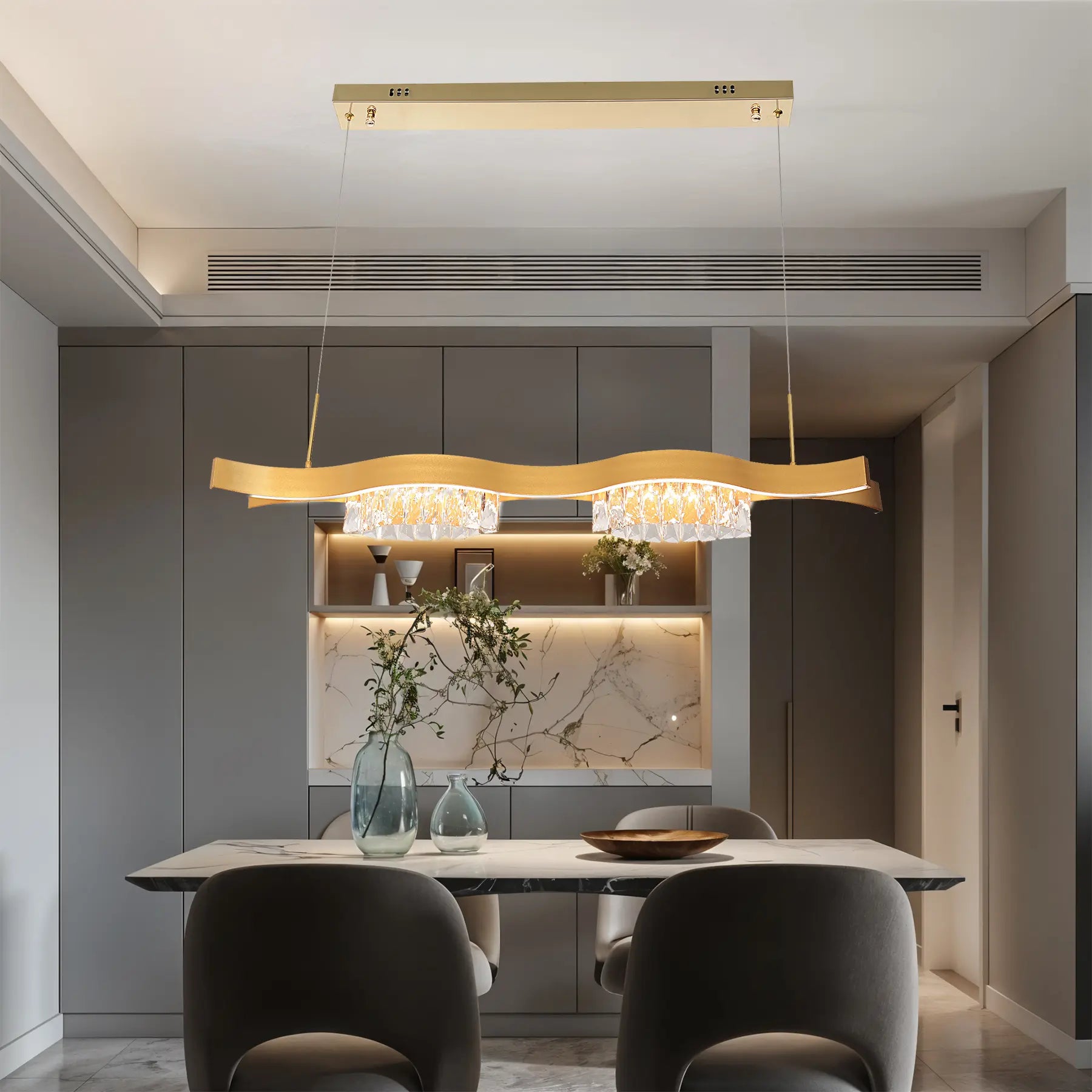 Crystal Wave Linear Chandelier