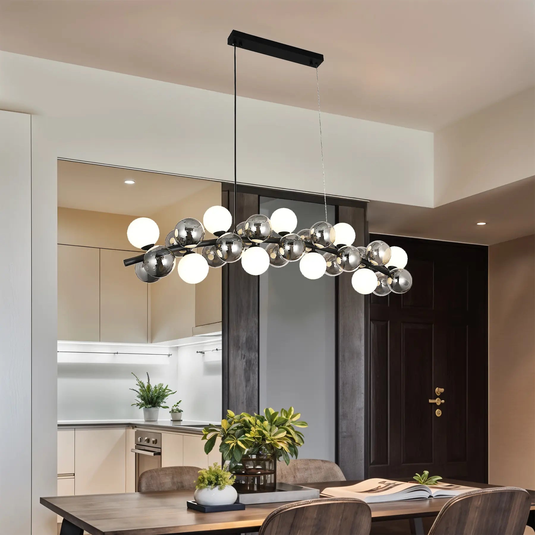 Orbit Cluster Linear Chandelier