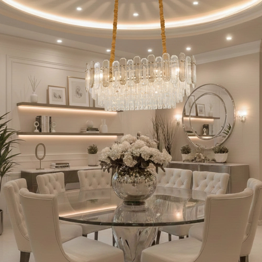 Luxe Gold Crystal Rod Chandelier