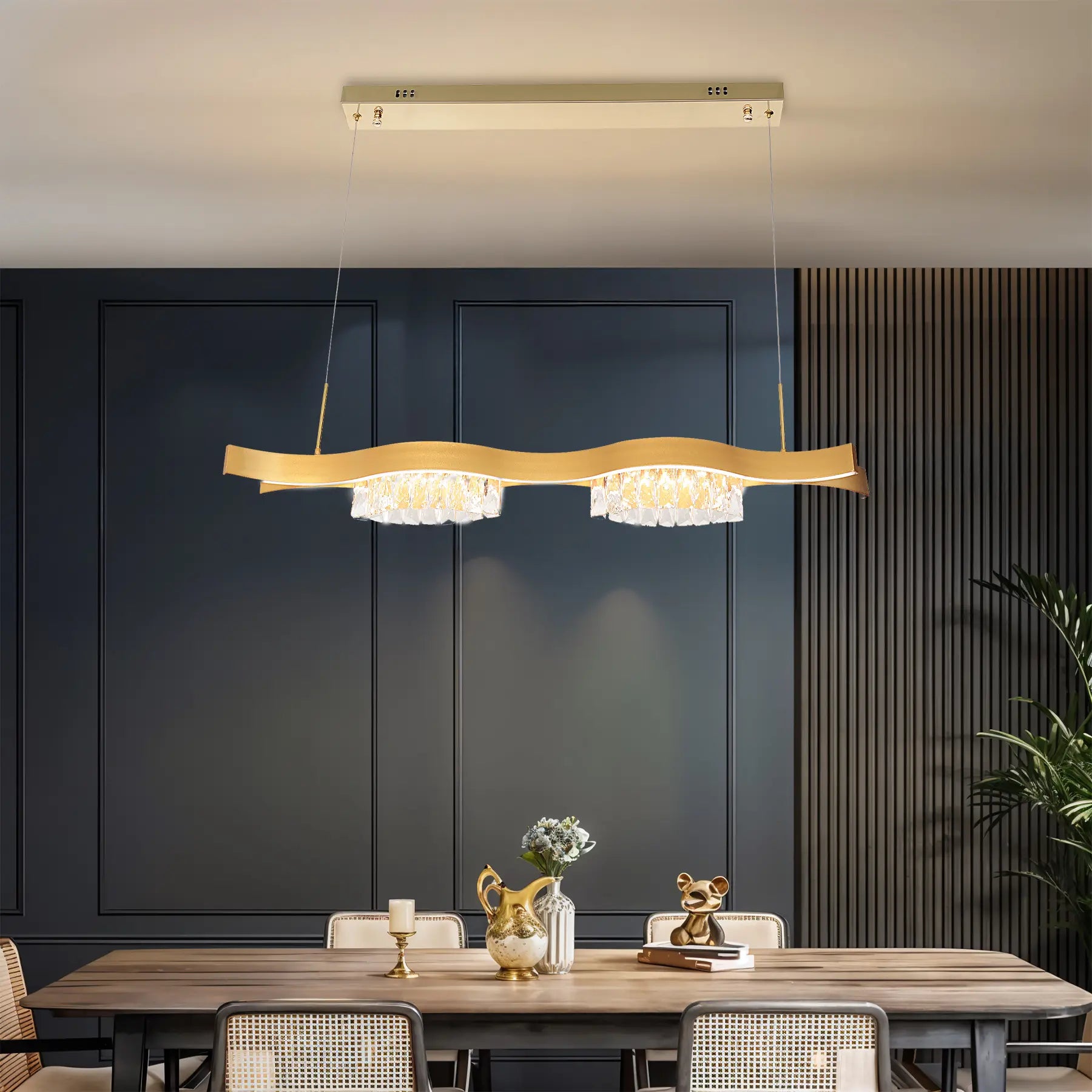 Crystal Wave Linear Chandelier