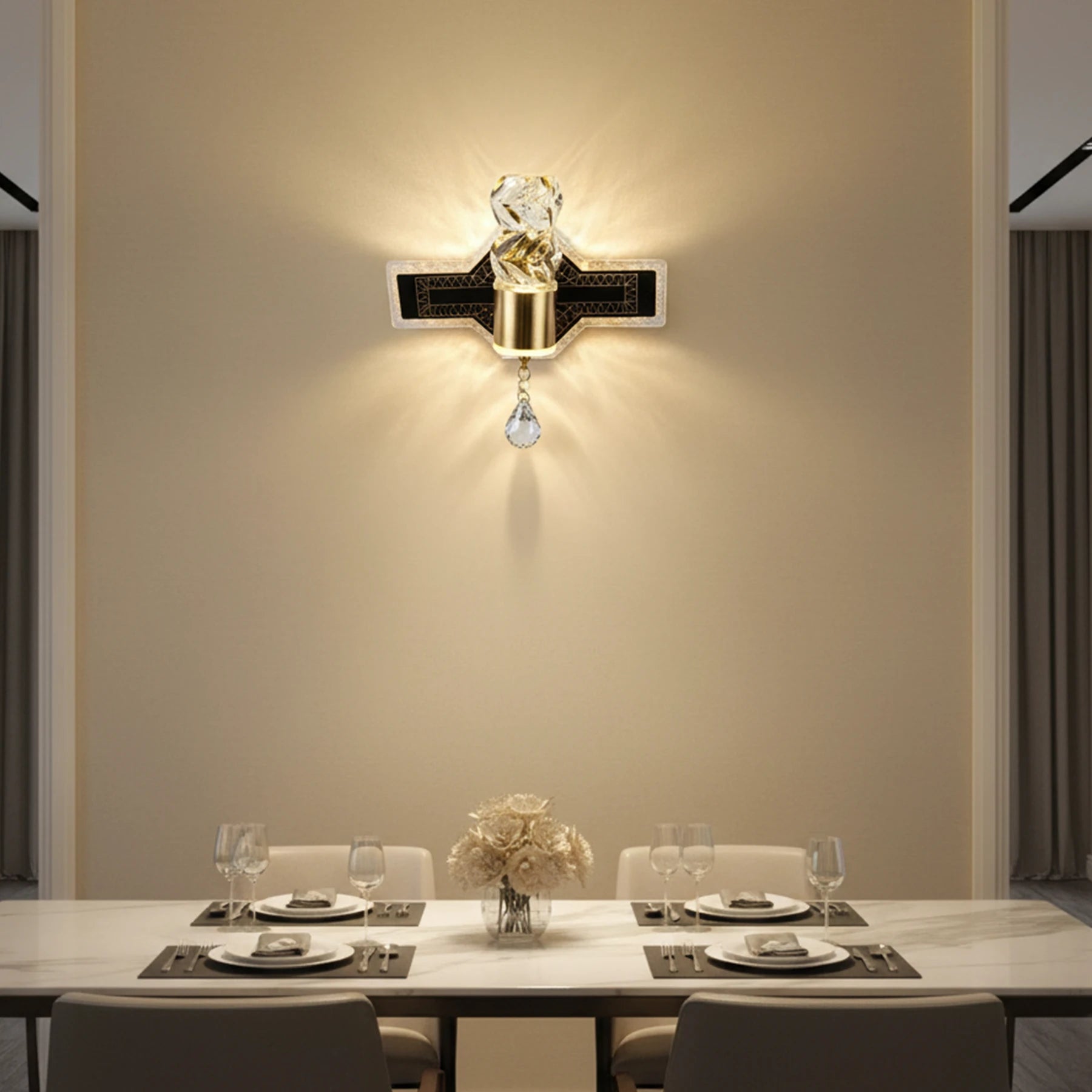 Abeeha Crystal Prism LED Sconce – Modern Luxury Wall Light