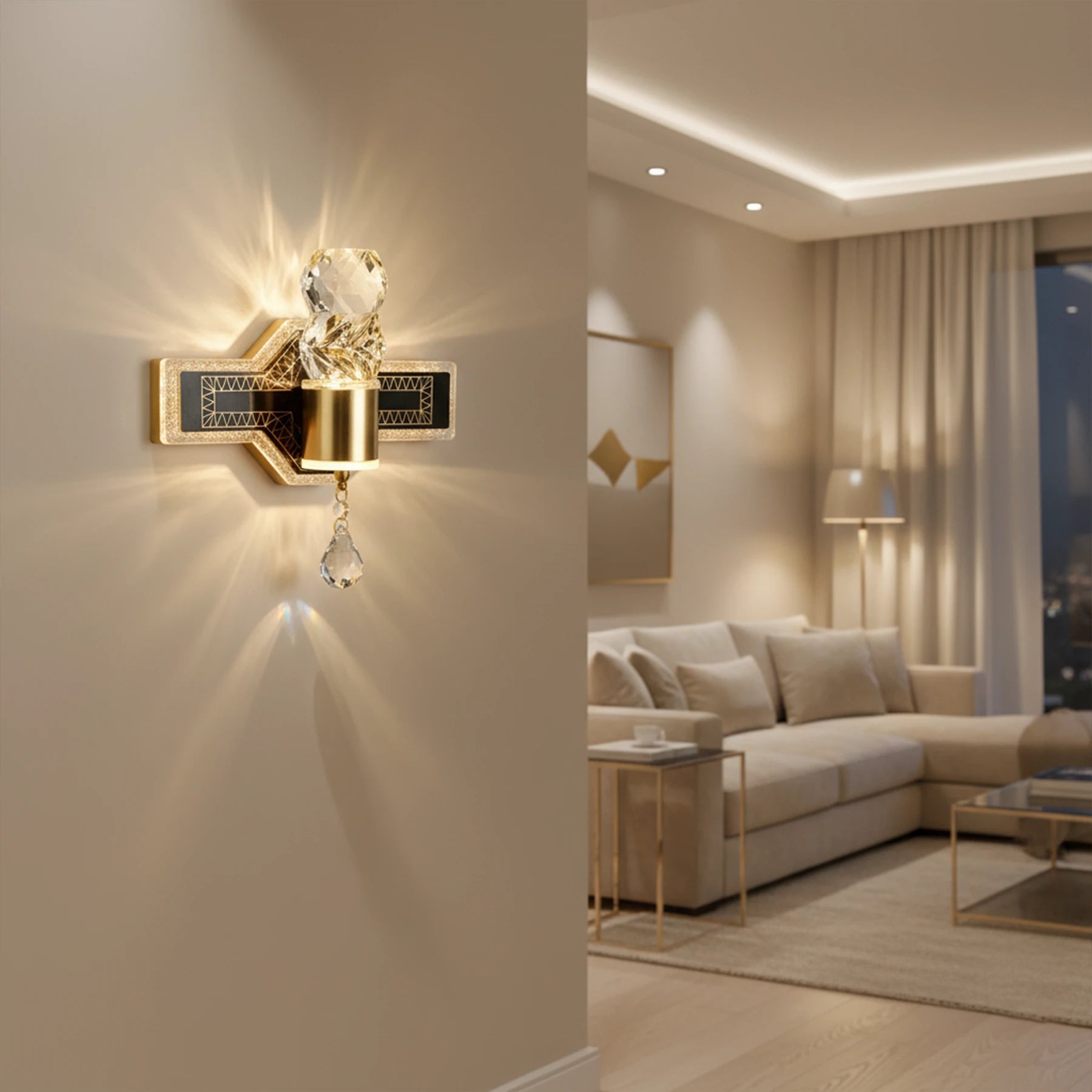 Abeeha Crystal Prism LED Sconce – Modern Luxury Wall Light