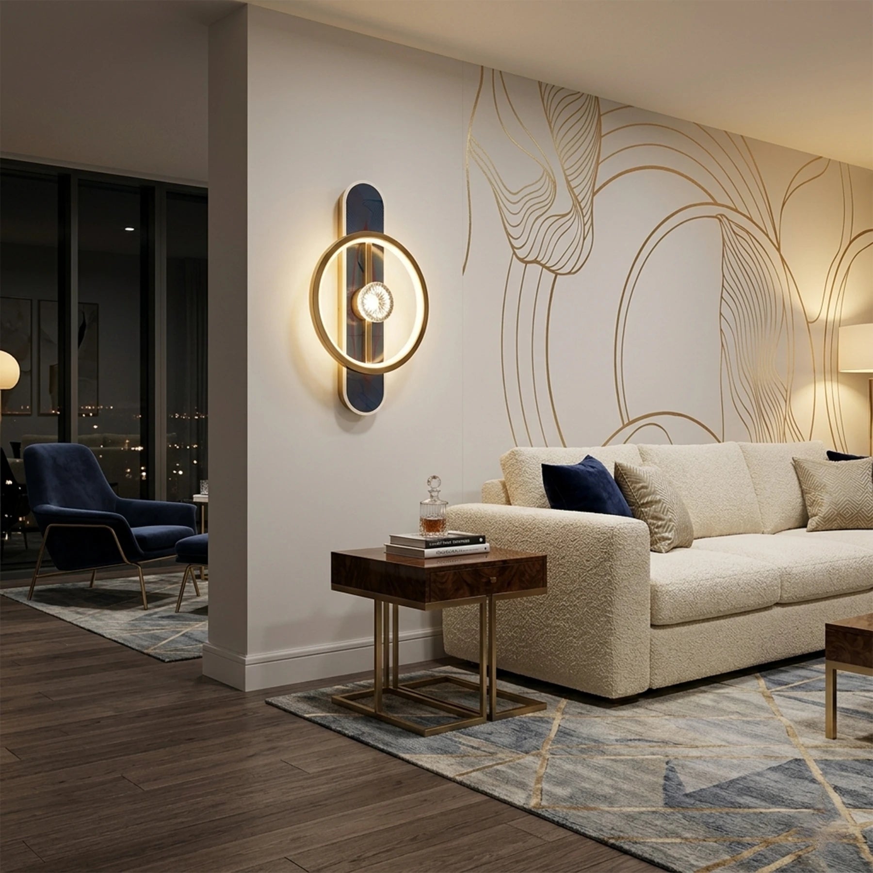 Abeeha Crystal Core Orbit Sconce – Obsidian & Gold Wall Light