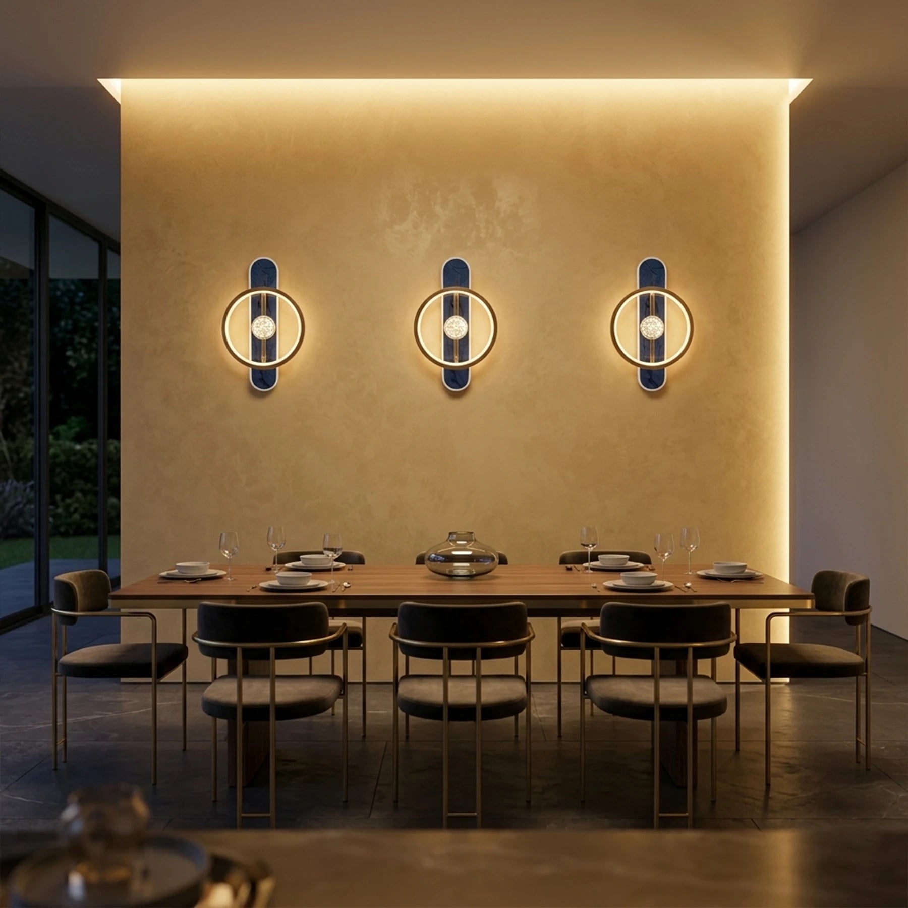 Abeeha Crystal Core Orbit Sconce – Obsidian & Gold Wall Light