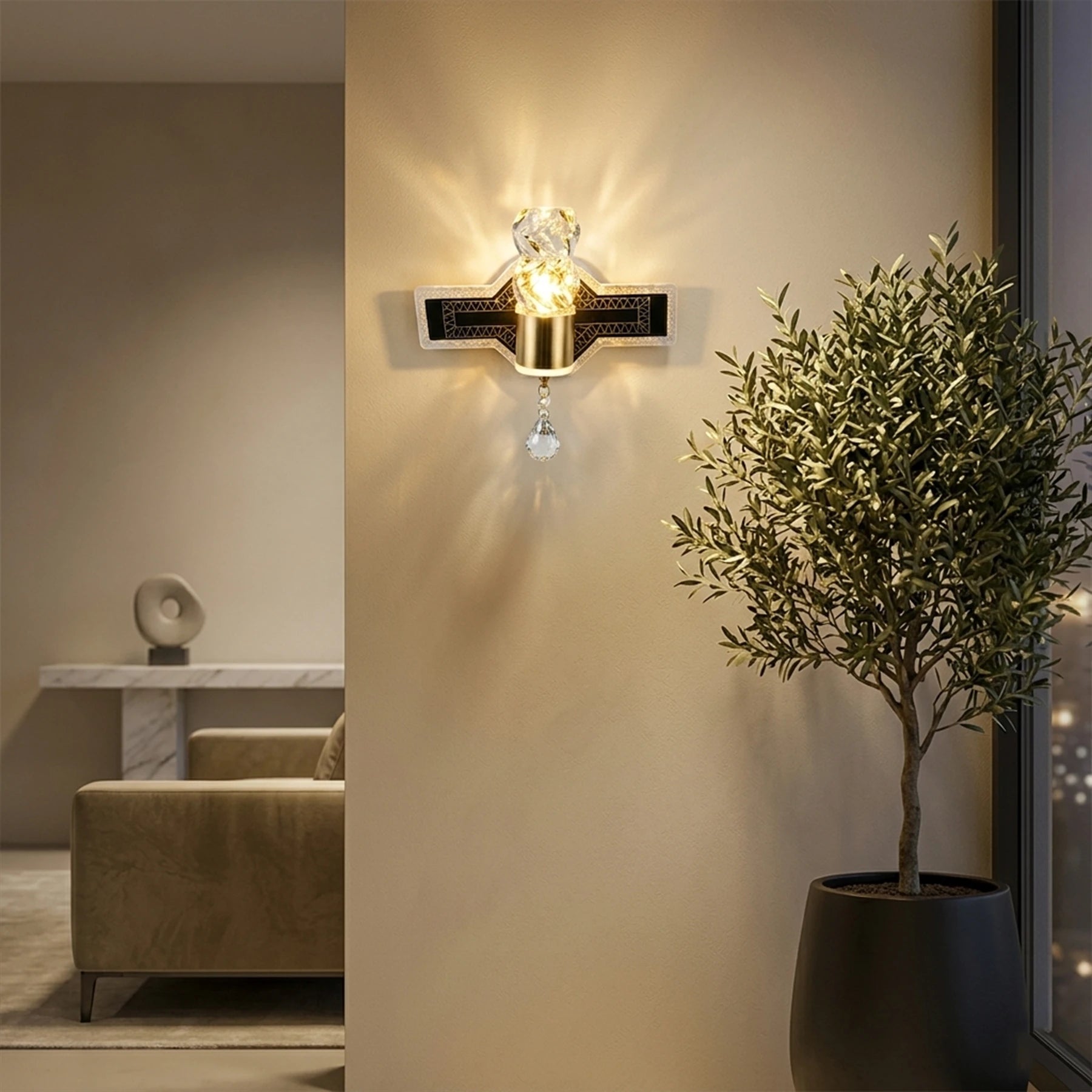 Abeeha Crystal Prism LED Sconce – Modern Luxury Wall Light