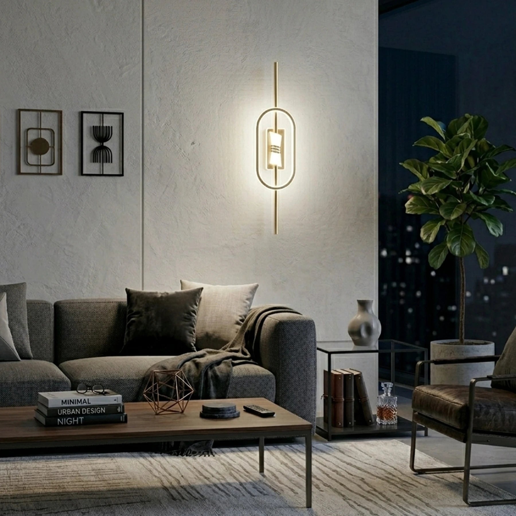 Abeeha Meridian Capsule LED Sconce – Modern Gold Wall Light
