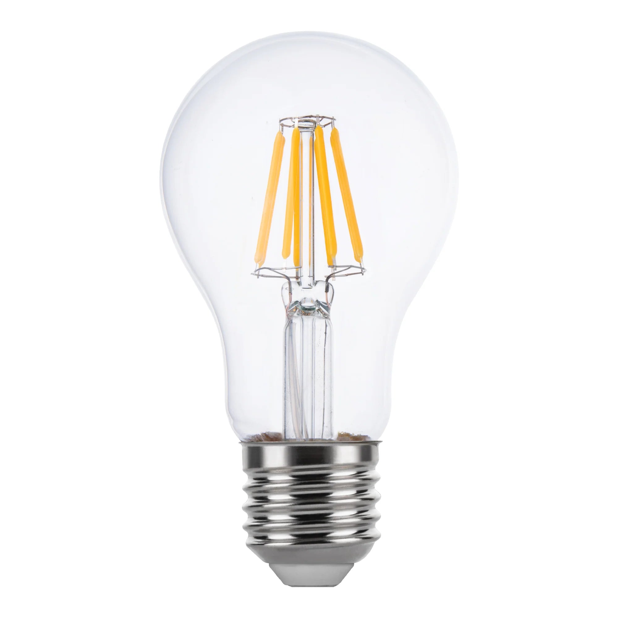 Clear LED light bulb on a white background