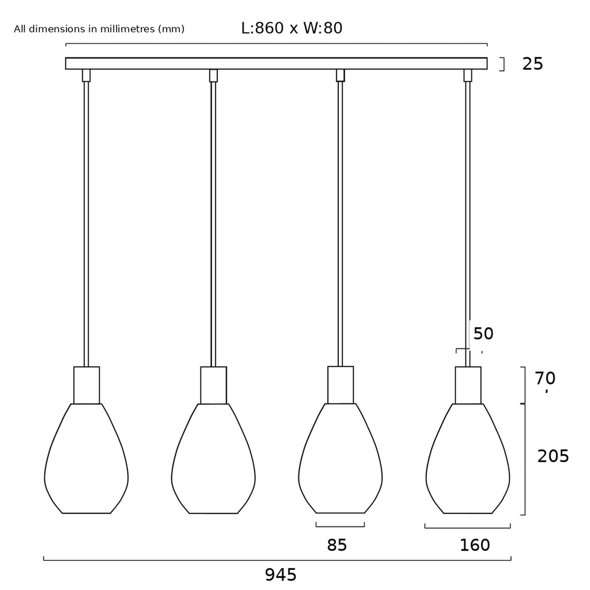 Tresor 4 Lights Pendant