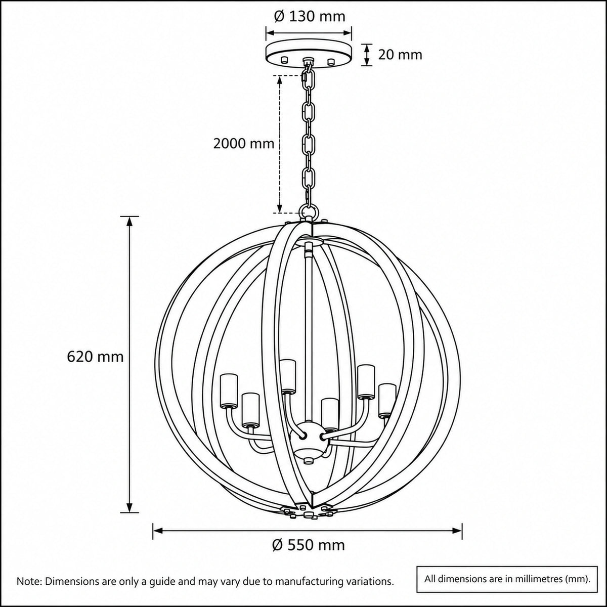 Vestal 6 Light Pendant