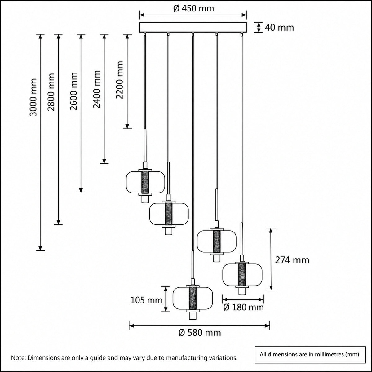 Volen 5 Light Pendant