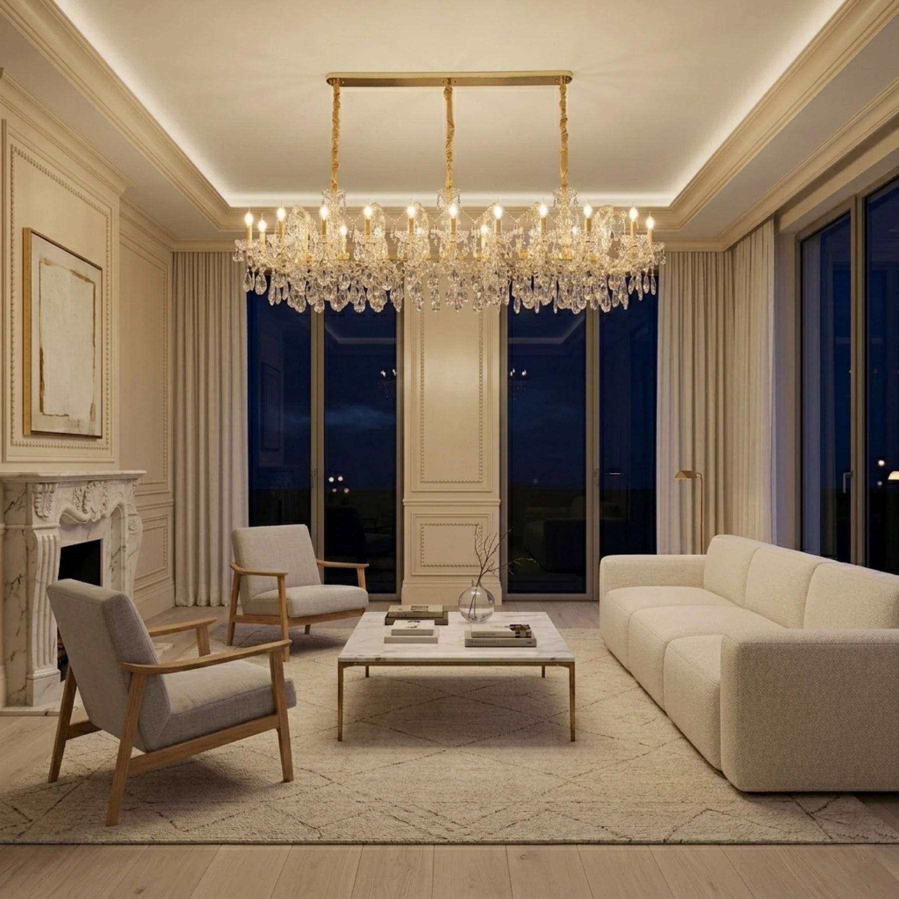 Sovereign Grand Chandelier – Multi-Tiered Crystal Linear
