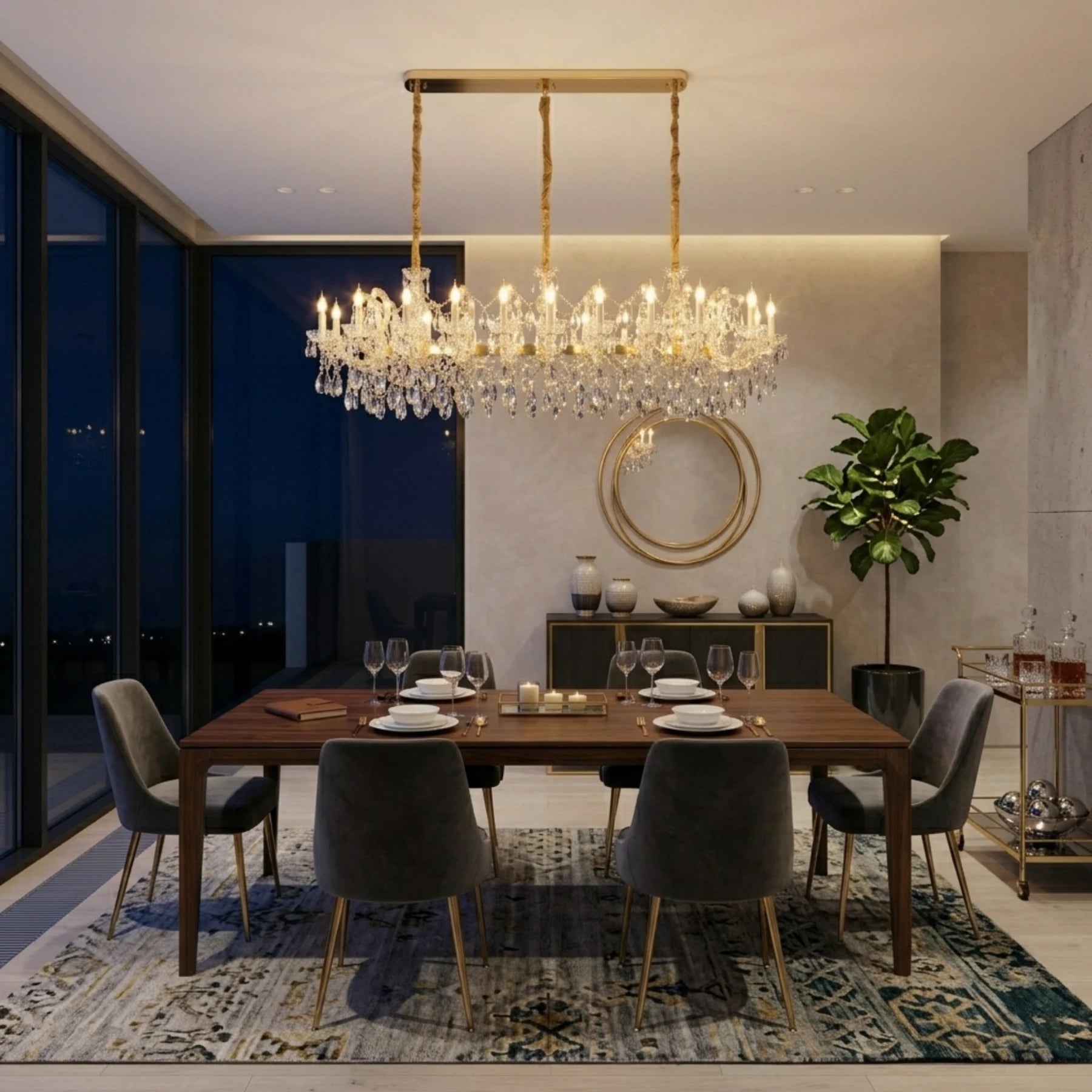 Sovereign Grand Chandelier – Multi-Tiered Crystal Linear
