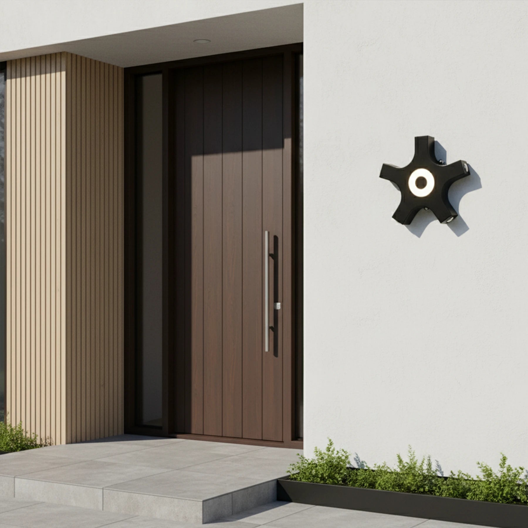 Solaris Geometric LED Sconce – Midnight Black Surface Mount