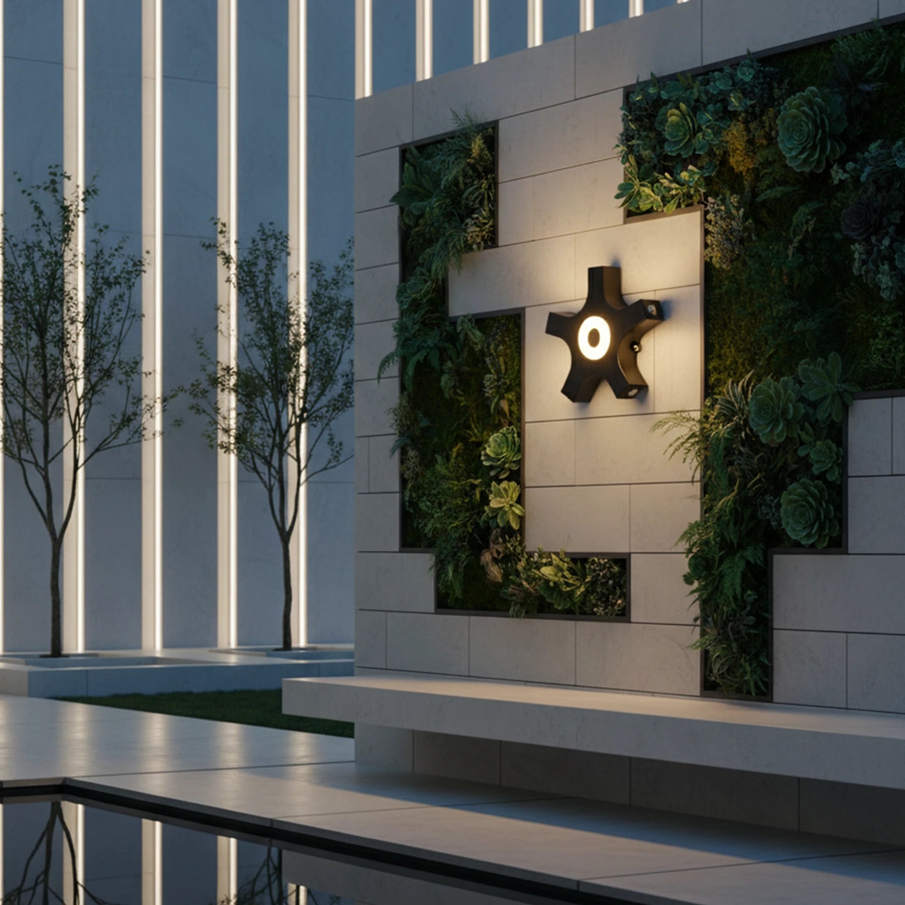 Solaris Geometric LED Sconce – Midnight Black Surface Mount