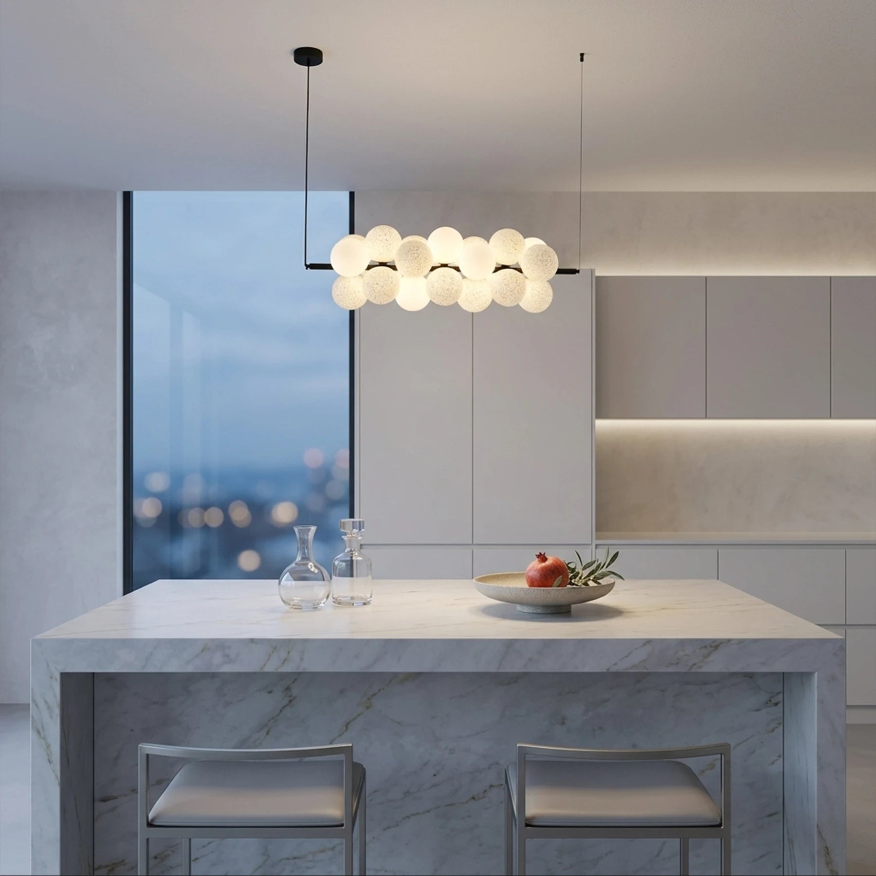 Celestial Orb Pendant Light – Speckled Cream & White