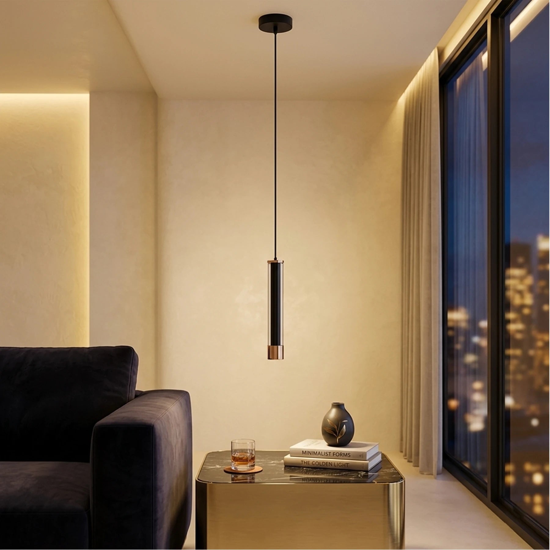 Aurora Column Pendant – Minimalist Gold Series