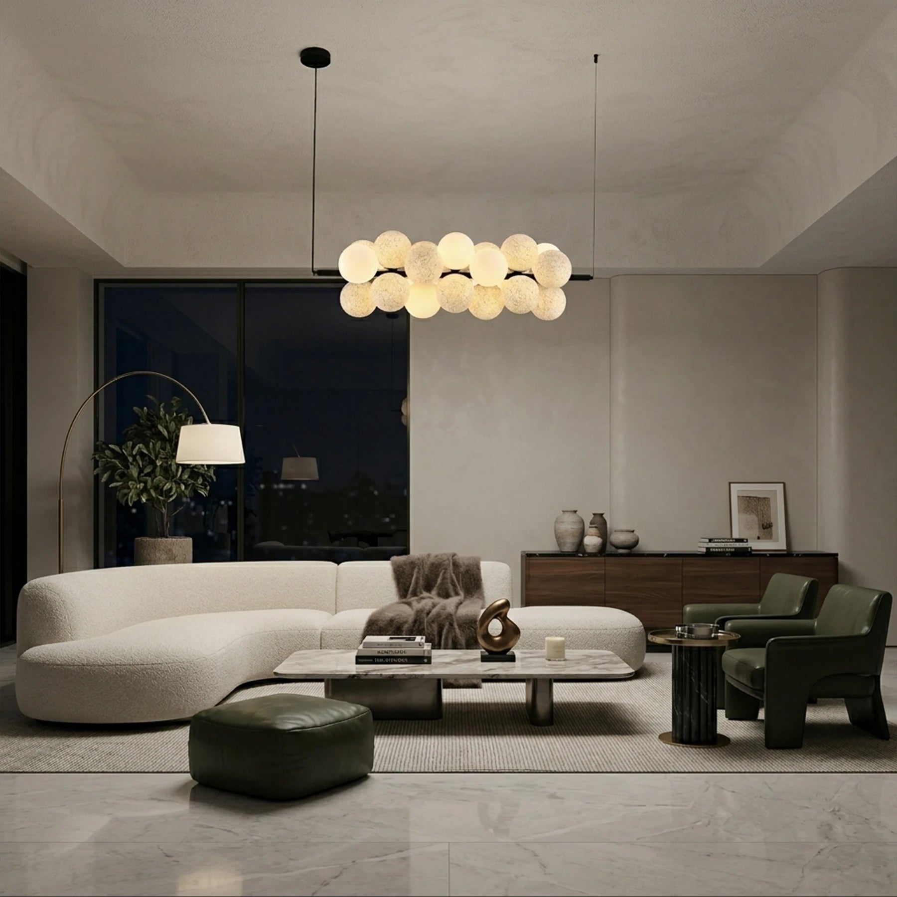 Celestial Orb Pendant Light – Speckled Cream & White
