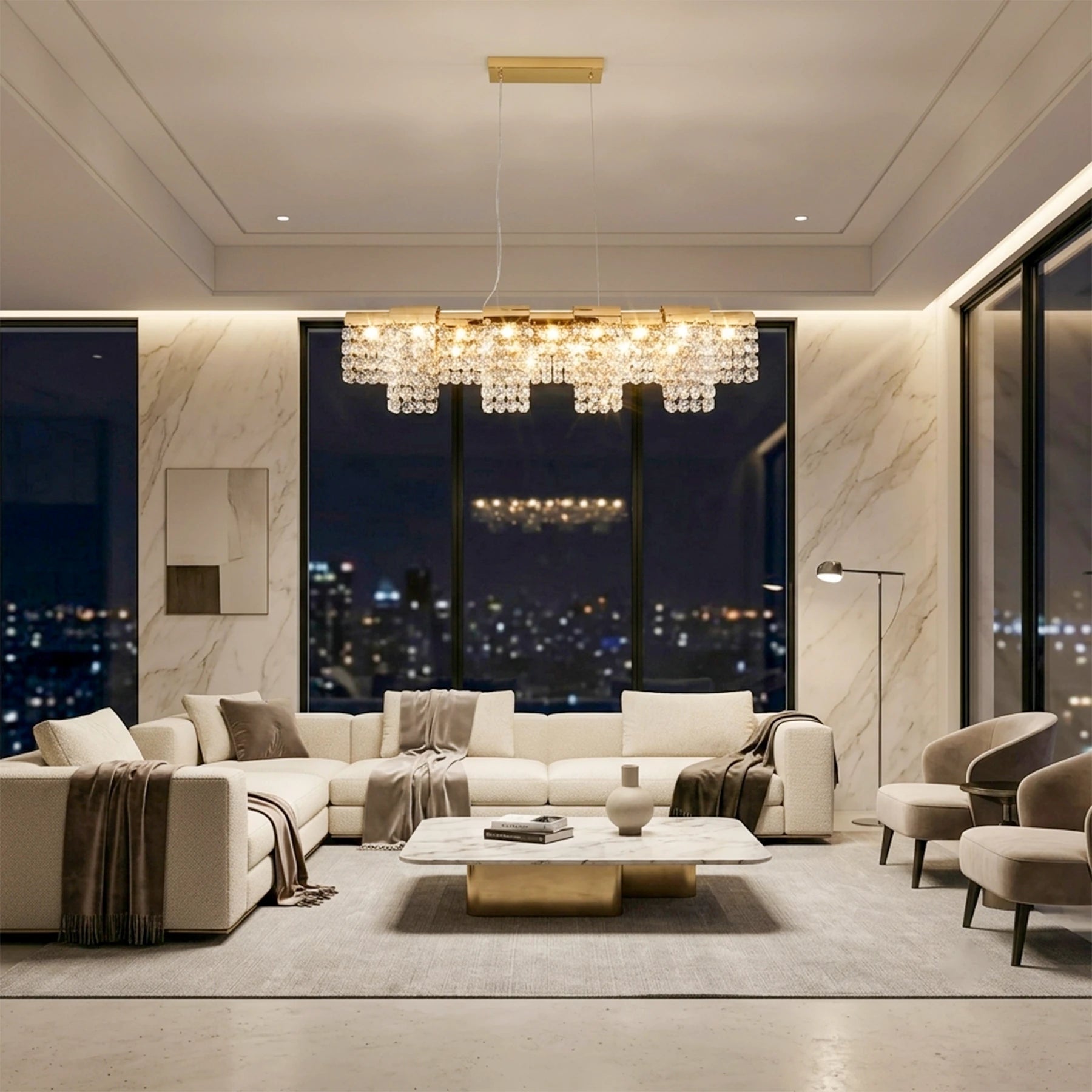 Crystal Cascade Linear Chandelier