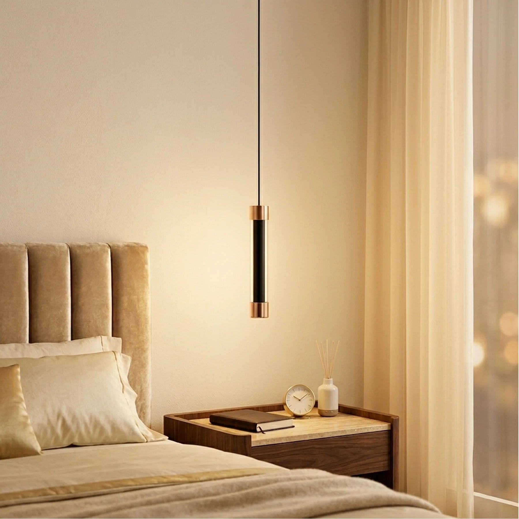 Aurora Column Pendant – Minimalist Gold Series